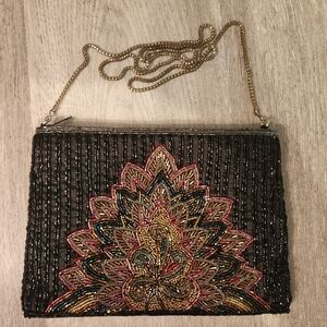 La Regale Vintage Black Silk, Beaded Bag